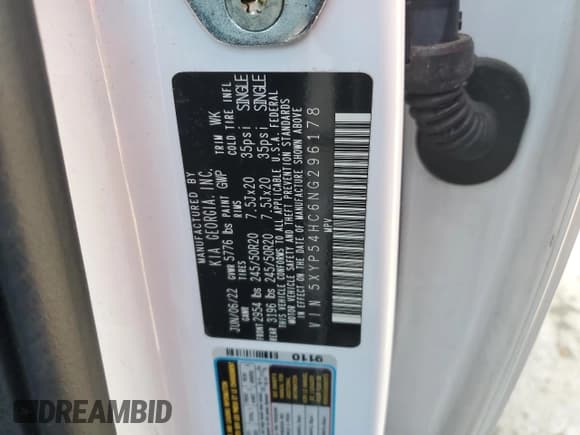 ✅ 2022 Kia Telluride SX • VIN: 5XYP54HC6NG296178 • Lot: 90756175. Listed on Copart with 70,697 mi. Free auction sales archive from the USA and detailed vehicle history report at DreamBid. Image 13.