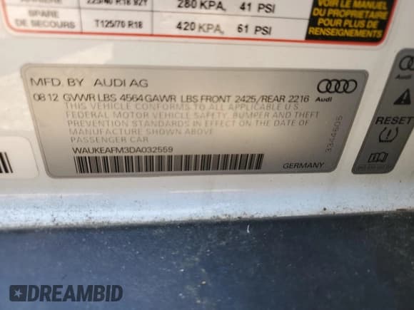 ✅ 2013 Audi A3 Premium Plus • VIN: WAUKEAFM3DA032559 • Lot: 55188884. Wystawiony na Copart z przebiegiem 85 068 mil. Bezpłatny archiwum sprzedaży aukcyjnych z USA i szczegółowy raport historii pojazdu na DreamBid. Zdjęcie 12.