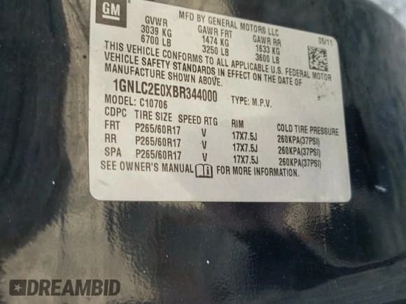 ✅ 2011 Chevrolet Tahoe Commercial • VIN: 1GNLC2E0XBR344000 • Lot: 62489915. Listed on Copart with 114,364 mi. Free auction sales archive from the USA and detailed vehicle history report at DreamBid. Image 12.