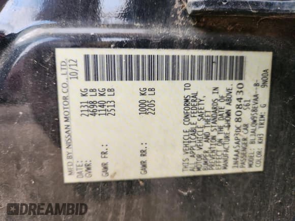 ✅ 2013 Nissan Maxima SV • VIN: 1N4AA5AP3DC808430 • Лот: 90749335. Опубликован ранее на Copart с пробегом 191 573 миль. Бесплатный доступ к архиву аукционных продаж из США и подробный отчёт об истории автомобиля на DreamBid. Изображение 13.