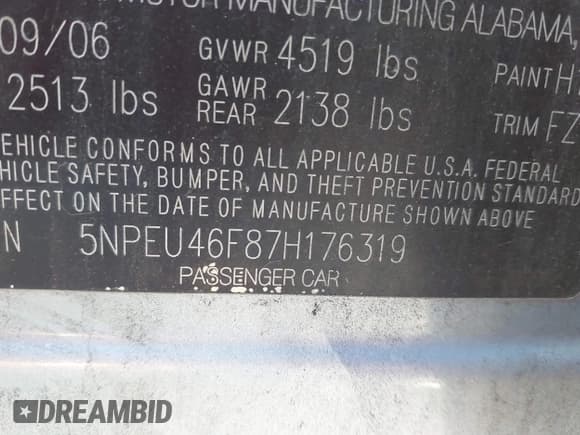 ✅ 2007 Hyundai Sonata SE • VIN: 5NPEU46F87H176319 • Лот: 43635019. Опубликован ранее на IAAI с пробегом 202 162 миль. Бесплатный доступ к архиву аукционных продаж из США и подробный отчёт об истории автомобиля на DreamBid. Изображение 9.