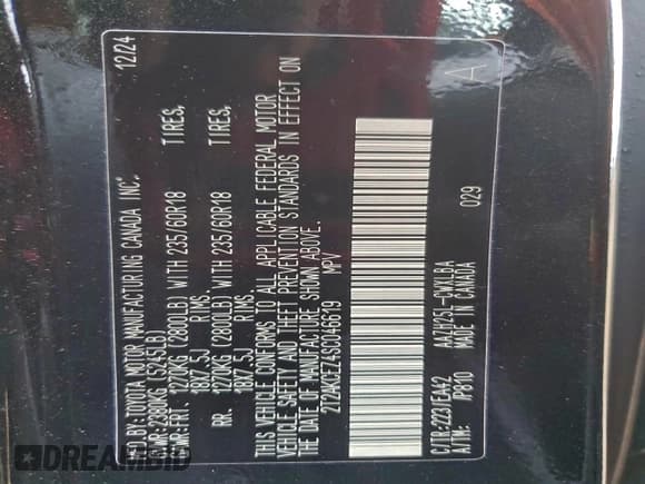 ✅ 2025 Lexus NX 350h • VIN: 2T2AKCEZ4SC046619 • Lot: 93371075. Listed on Copart with 4,560 mi. Free auction sales archive from the USA and detailed vehicle history report at DreamBid. Image 14.