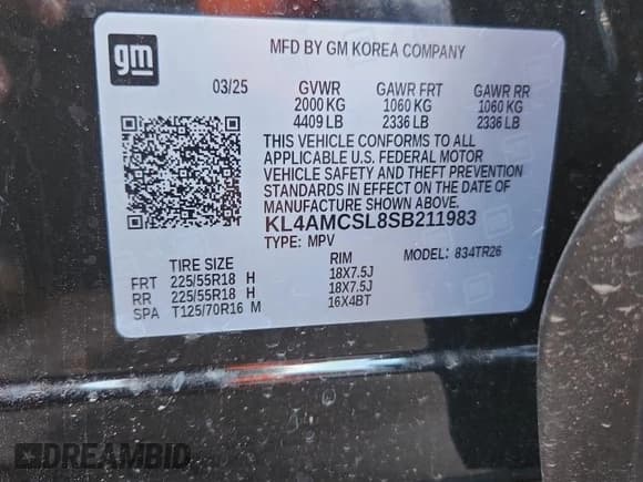✅ 2025 Buick Encore GX Preferred • VIN: KL4AMCSL8SB211983 • Lot: 86455995. Wystawiony na Copart z przebiegiem 4 846 mil. Bezpłatny archiwum sprzedaży aukcyjnych z USA i szczegółowy raport historii pojazdu na DreamBid. Zdjęcie 13.