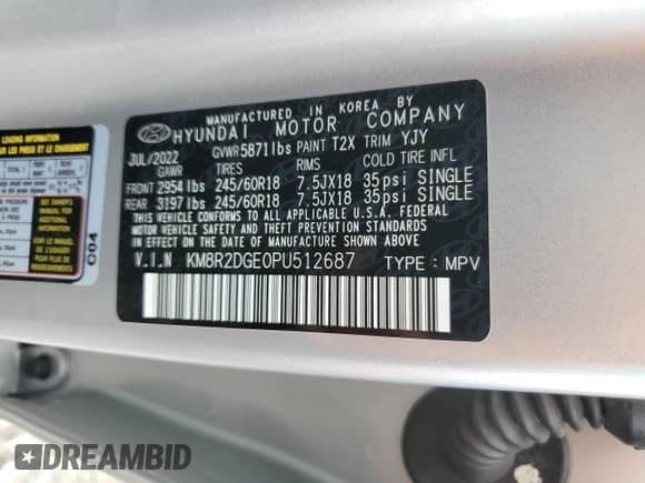 2023 Hyundai Palisade SEL с VIN KM8R2DGE0PU512687, выставлен на аукционе Copart как лот 67122774 с пробегом 39 373 миль миль и Списание • Salvage title. История ставок и продаж доступна на DreamBid. Изображение 14.