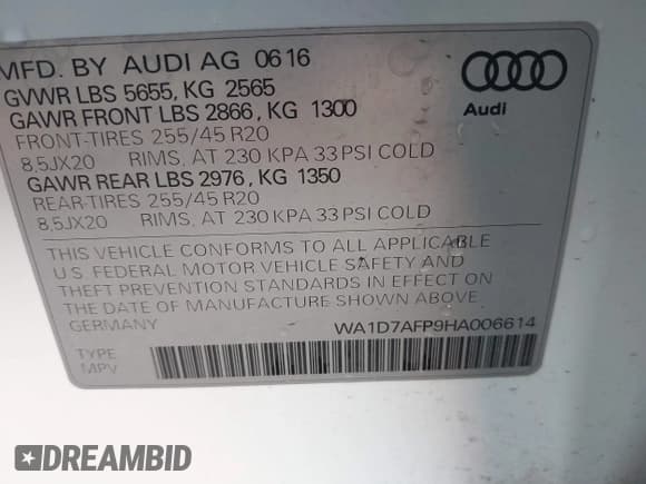 ✅ 2017 Audi Q5 Premium Plus • VIN: WA1D7AFP9HA006614 • Lot: 41273036. Listed on IAAI with 74,949 mi. Free auction sales archive from the USA and detailed vehicle history report at DreamBid. Image 9.