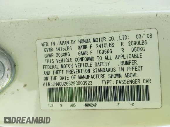 ✅ 2009 Acura TSX • VIN: JH4CU26629C003923 • Lot: 42488628. Listed on IAAI with 213,331 mi. Free auction sales archive from the USA and detailed vehicle history report at DreamBid. Image 9.