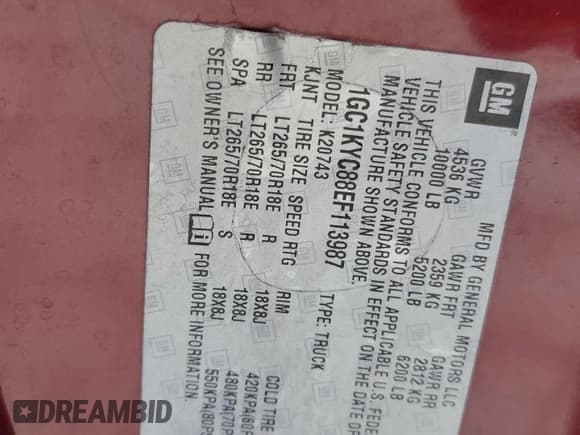 ✅ 2014 Chevrolet Silverado 2500HD LTZ • VIN: 1GC1KYC88EF113987 • Лот: 91993475. Опубликован ранее на Copart с пробегом 255 192 миль. Бесплатный доступ к архиву аукционных продаж из США и подробный отчёт об истории автомобиля на DreamBid. Изображение 13.