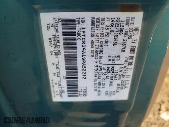 ✅ 1995 Ford Ranger XL • VIN: 1FTCR14A1SPA52212 • Lot: 84400005. Wystawiony na Copart z przebiegiem 185 478 mil. Bezpłatny archiwum sprzedaży aukcyjnych z USA i szczegółowy raport historii pojazdu na DreamBid. Zdjęcie 12.