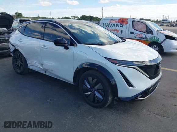 ✅ 2024 Nissan ARIYA Evolve+ • VIN: JN1BF0BA8RM431918 • Lot: 43450743. Listed on IAAI with 19,115 mi. Free auction sales archive from the USA and detailed vehicle history report at DreamBid. Image 1.