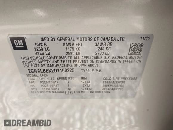 2013 Chevrolet Equinox LS с VIN 2GNALBEK2D1190225, выставлен на аукционе IAAI как лот 43501656 с пробегом 145 461 миль миль и . История ставок и продаж доступна на DreamBid. Изображение 9.