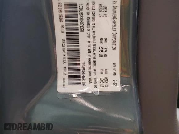 ✅ 2002 Chrysler Sebring Touring • VIN: 1C3AL56R32N270378 • Лот: 50868935. Опубликован ранее на Copart с пробегом 26 099 миль. Бесплатный доступ к архиву аукционных продаж из США и подробный отчёт об истории автомобиля на DreamBid. Изображение 14.