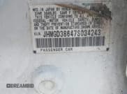 ✅ 2007 Honda Fit Sport • VIN: JHMGD38647S034243 • Lot: 43275241. Listed on IAAI with 207,530 mi. Free auction sales archive from the USA and detailed vehicle history report at DreamBid. Image 9.