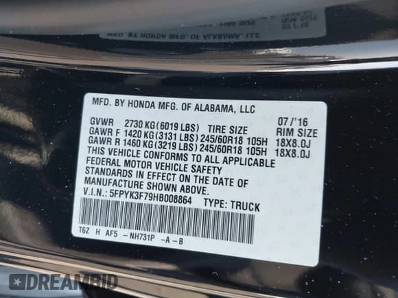 ✅ 2017 Honda Ridgeline RTL-E • VIN: 5FPYK3F79HB008864 • Lot: 42930796. Wystawiony na IAAI z przebiegiem 84 505 mil. Bezpłatny archiwum sprzedaży aukcyjnych z USA i szczegółowy raport historii pojazdu na DreamBid. Zdjęcie 9.