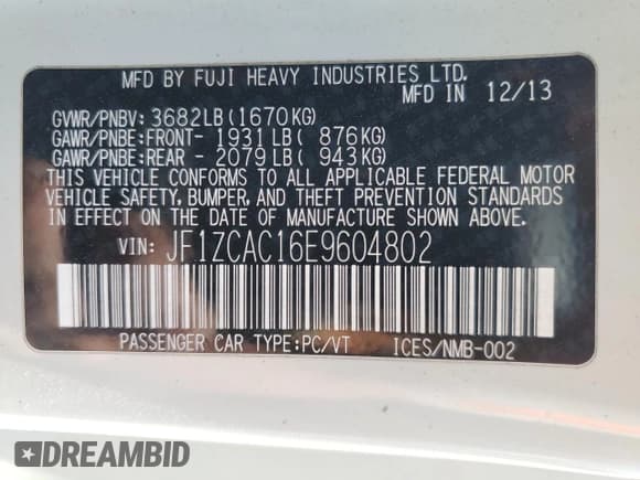 ✅ 2014 Subaru BRZ Limited • VIN: JF1ZCAC16E9604802 • Lot: 72689874. Listed on Copart with 72,817 mi. Free auction sales archive from the USA and detailed vehicle history report at DreamBid. Image 12.