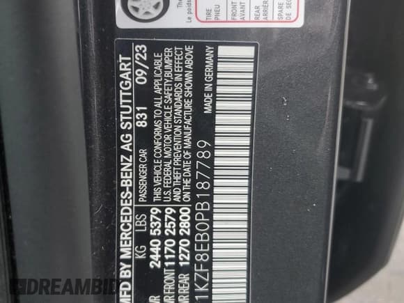 ✅ 2023 Mercedes-Benz E 350 • VIN: W1KZF8EB0PB187789 • Lot: 67409975. Wystawiony na Copart z przebiegiem 6 765 mil. Bezpłatny archiwum sprzedaży aukcyjnych z USA i szczegółowy raport historii pojazdu na DreamBid. Zdjęcie 12.