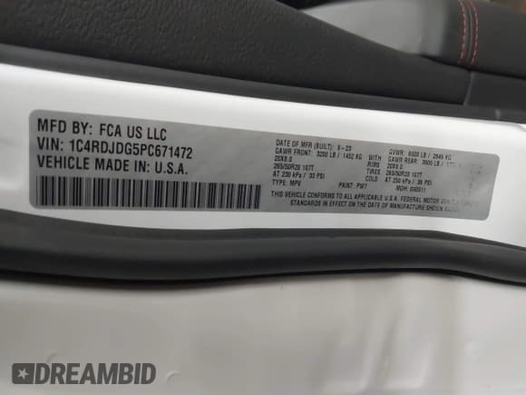 ✅ 2023 Dodge Durango GT • VIN: 1C4RDJDG5PC671472 • Лот: 43042082. Опубликован ранее на IAAI с пробегом 21 777 миль. Бесплатный доступ к архиву аукционных продаж из США и подробный отчёт об истории автомобиля на DreamBid. Изображение 9.