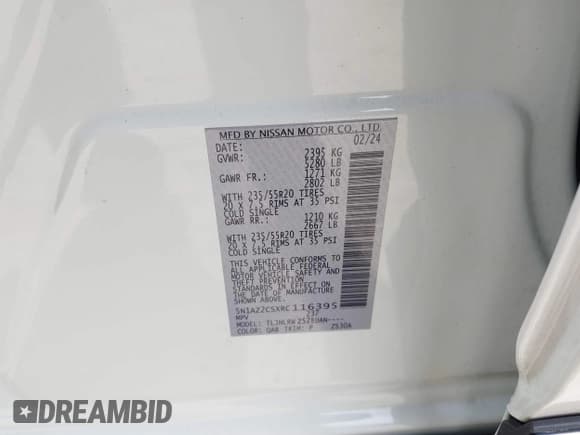 ✅ 2024 Nissan Murano SL • VIN: 5N1AZ2CSXRC116395 • Lot: 43392059. Wystawiony na IAAI z przebiegiem 11 816 mil. Bezpłatny archiwum sprzedaży aukcyjnych z USA i szczegółowy raport historii pojazdu na DreamBid. Zdjęcie 9.