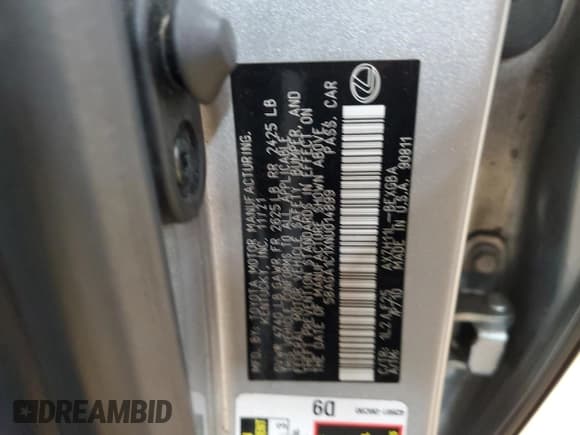 ✅ 2022 Lexus ES 300h F Sport • VIN: 58AGA1C1XNU014899 • Лот: 52629385. Опубликован ранее на Copart с пробегом Не указан. Бесплатный доступ к архиву аукционных продаж из США и подробный отчёт об истории автомобиля на DreamBid. Изображение 14.