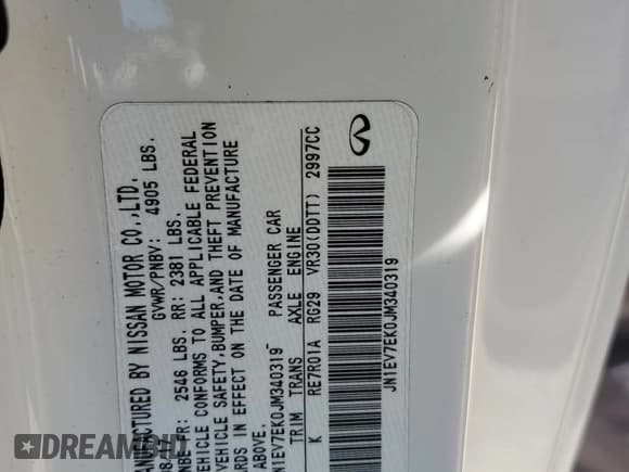 ✅ 2018 Infiniti Q60 Sport • VIN: JN1EV7EK0JM340319 • Лот: 72844634. Опубликован ранее на Copart с пробегом 142 441 миль. Бесплатный доступ к архиву аукционных продаж из США и подробный отчёт об истории автомобиля на DreamBid. Изображение 12.