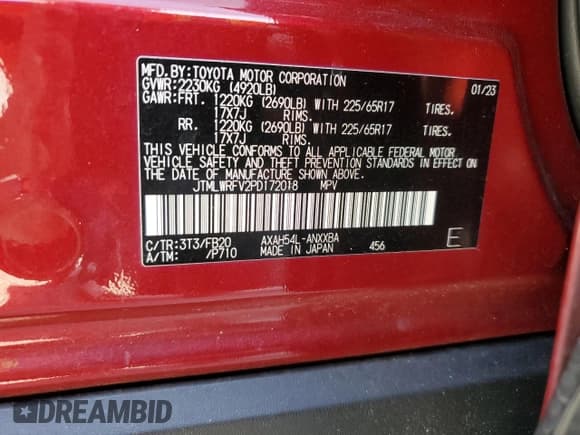 ✅ 2023 Toyota RAV4 Hybrid LE • VIN: JTMLWRFV2PD172018 • Лот: 92221165. Опубликован ранее на Copart с пробегом Не указан. Бесплатный доступ к архиву аукционных продаж из США и подробный отчёт об истории автомобиля на DreamBid. Изображение 14.