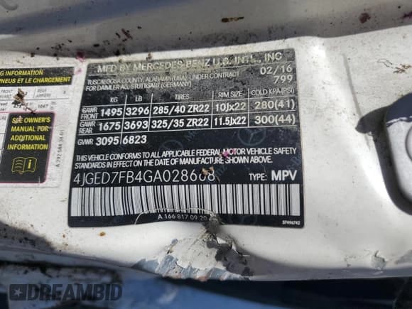 ✅ 2016 Mercedes-Benz GLE 63 S AMG • VIN: 4JGED7FB4GA028668 • Lot: 69442205. Wystawiony na Copart z przebiegiem Nie podano. Bezpłatny archiwum sprzedaży aukcyjnych z USA i szczegółowy raport historii pojazdu na DreamBid. Zdjęcie 14.