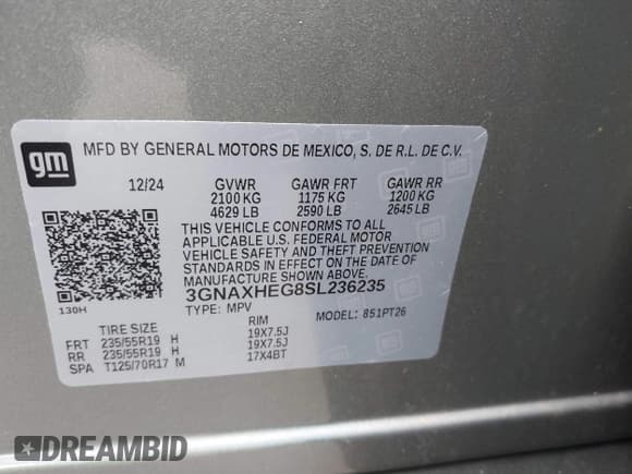 ✅ 2025 Chevrolet Equinox FWD LT • VIN: 3GNAXHEG8SL236235 • Lot: 42771842. Wystawiony na IAAI z przebiegiem 2 227 mil. Bezpłatny archiwum sprzedaży aukcyjnych z USA i szczegółowy raport historii pojazdu na DreamBid. Zdjęcie 9.