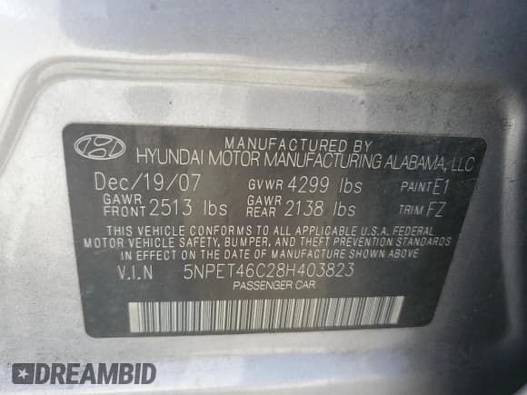 ✅ 2008 Hyundai Sonata GLS • VIN: 5NPET46C28H403823 • Лот: 72115664. Опубликован ранее на Copart с пробегом 148 792 миль. Бесплатный доступ к архиву аукционных продаж из США и подробный отчёт об истории автомобиля на DreamBid. Изображение 12.