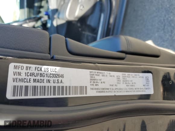 ✅ 2020 Jeep Grand Cherokee Limited • VIN: 1C4RJFBG1LC332646 • Лот: 87272365. Опубликован ранее на Copart с пробегом 56 087 миль. Бесплатный доступ к архиву аукционных продаж из США и подробный отчёт об истории автомобиля на DreamBid. Изображение 13.