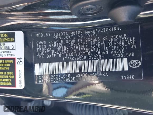 ✅ 2008 Toyota Avalon XLS • VIN: 4T1BK36B38U282003 • Lot: 43675455. Wystawiony na IAAI z przebiegiem 188 078 mil. Bezpłatny archiwum sprzedaży aukcyjnych z USA i szczegółowy raport historii pojazdu na DreamBid. Zdjęcie 9.