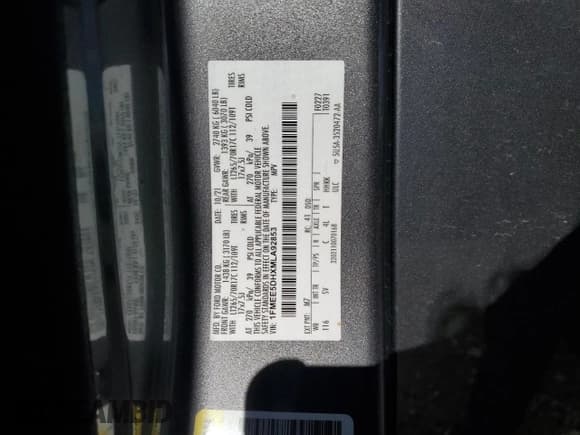 ✅ 2021 Ford Bronco • VIN: 1FMEE5DHXMLA92853 • Lot: 43536855. Listed on Copart with 34,894 mi. Free auction sales archive from the USA and detailed vehicle history report at DreamBid. Image 15.