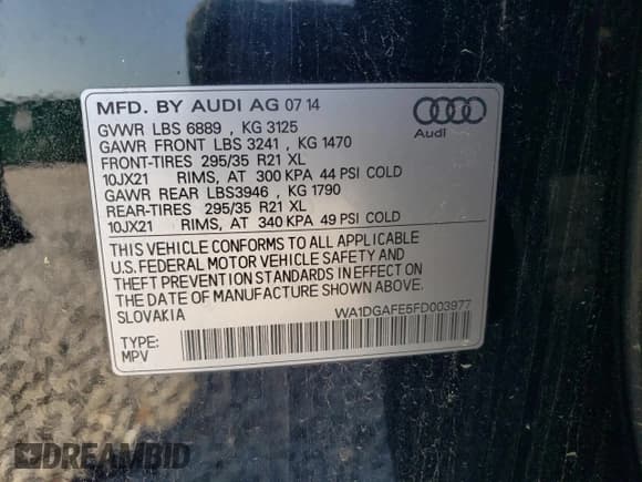 ✅ 2015 Audi Q7 S line Prestige • VIN: WA1DGAFE5FD003977 • Lot: 52365215. Wystawiony na Copart z przebiegiem 176 627 mil. Bezpłatny archiwum sprzedaży aukcyjnych z USA i szczegółowy raport historii pojazdu na DreamBid. Zdjęcie 13.