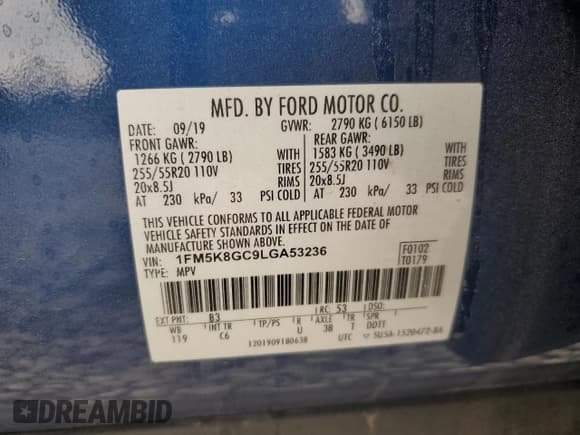 ✅ 2020 Ford Explorer ST • VIN: 1FM5K8GC9LGA53236 • Lot: 82105645. Wystawiony na Copart z przebiegiem 83 340 mil. Bezpłatny archiwum sprzedaży aukcyjnych z USA i szczegółowy raport historii pojazdu na DreamBid. Zdjęcie 13.