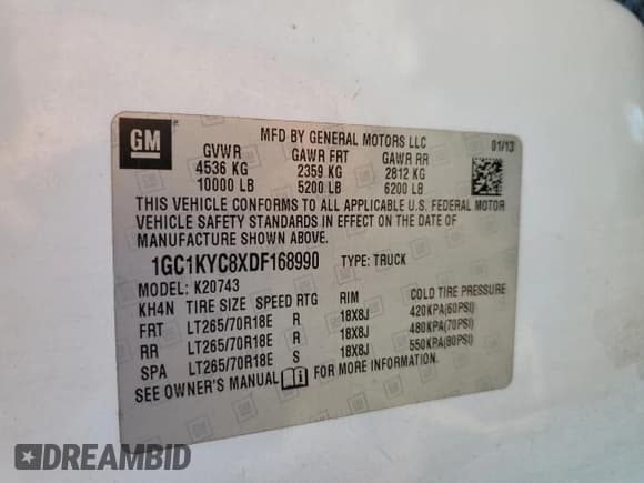 ✅ 2013 Chevrolet Silverado 2500HD LTZ • VIN: 1GC1KYC8XDF168990 • Lot: 68186295. Wystawiony na Copart z przebiegiem 335 701 mil. Bezpłatny archiwum sprzedaży aukcyjnych z USA i szczegółowy raport historii pojazdu na DreamBid. Zdjęcie 12.