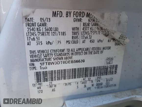✅ 2013 Ford F-350 XL • VIN: 1FT8W3DT6DEB56639 • Lot: 42168225. Wystawiony na Copart z przebiegiem 177 313 mil. Bezpłatny archiwum sprzedaży aukcyjnych z USA i szczegółowy raport historii pojazdu na DreamBid. Zdjęcie 12.