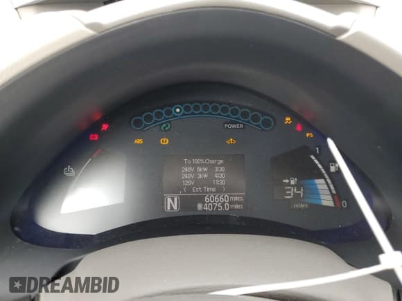 ✅ 2015 Nissan LEAF S • VIN: 1N4AZ0CPXFC321916 • Lot: 90265735. Listed on Copart with 60,660 mi. Free auction sales archive from the USA and detailed vehicle history report at DreamBid. Image 9.