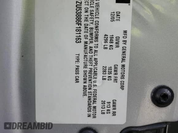 2006 Chevrolet Malibu LTZ z VIN 1G1ZU53886F181163, wystawiony jako Copart lot #78551284 z przebiegiem 99 072 mil mil oraz Szkoda całkowita • Salvage title. Historia ofert i sprzedaży dostępna na DreamBid. Obrazek 12.