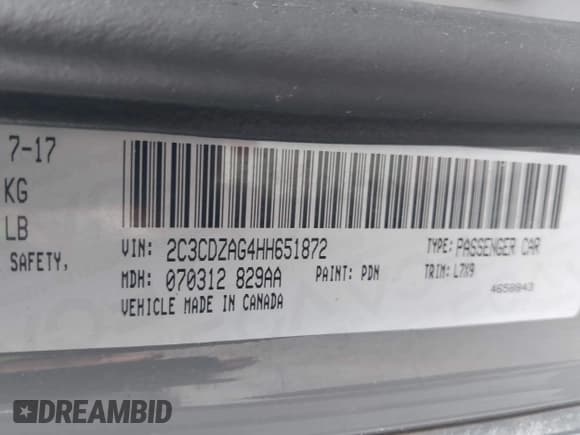 ✅ 2017 Dodge Challenger SXT • VIN: 2C3CDZAG4HH651872 • Lot: 42997986. Listed on IAAI with 69,322 mi. Free auction sales archive from the USA and detailed vehicle history report at DreamBid. Image 9.