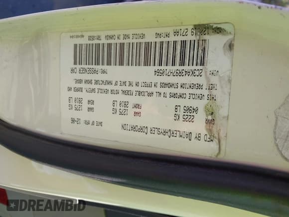 ✅ 2007 Chrysler 300 • VIN: 2C3KA43R97H710564 • Lot: 43483894. Listed on IAAI with 143,790 mi. Free auction sales archive from the USA and detailed vehicle history report at DreamBid. Image 9.