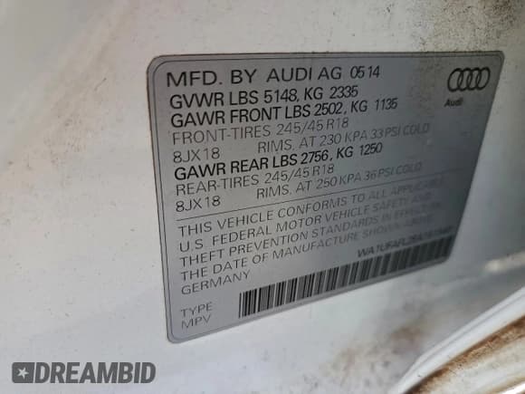 ✅ 2014 Audi allroad A4 Premium Plus • VIN: WA1UFAFL2EA161940 • Lot: 94926745. Wystawiony na Copart z przebiegiem 191 400 mil. Bezpłatny archiwum sprzedaży aukcyjnych z USA i szczegółowy raport historii pojazdu na DreamBid. Zdjęcie 12.