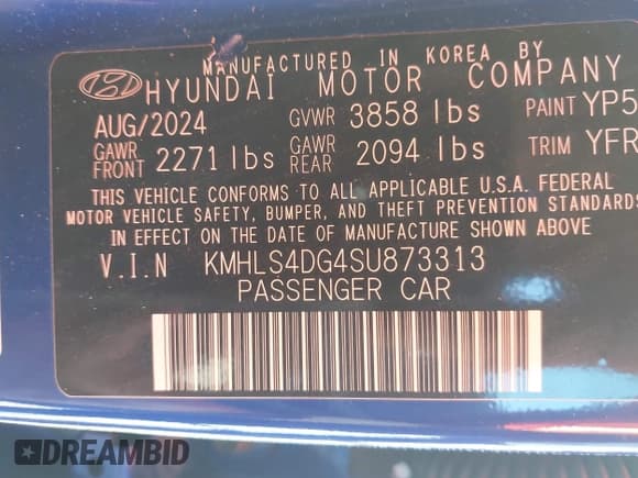 ✅ 2025 Hyundai Elantra SEL Convenience • VIN: KMHLS4DG4SU873313 • Lot: 43651234. Listed on IAAI with 30,878 mi. Free auction sales archive from the USA and detailed vehicle history report at DreamBid. Image 9.