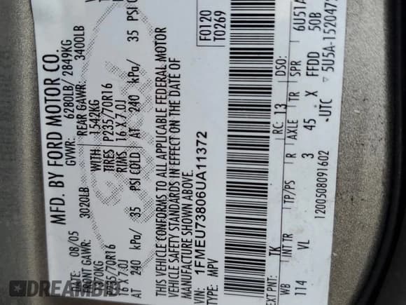 ✅ 2006 Ford Explorer XLT • VIN: 1FMEU73806UA11372 • Lot: 92585035. Listed on Copart with 124,345 mi. Free auction sales archive from the USA and detailed vehicle history report at DreamBid. Image 13.