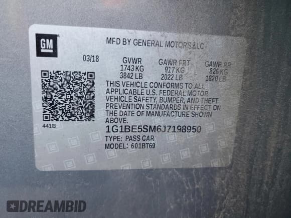 ✅ 2018 Chevrolet Cruze LT • VIN: 1G1BE5SM6J7198950 • Лот: 92197095. Опубликован ранее на Copart с пробегом 104 998 миль. Бесплатный доступ к архиву аукционных продаж из США и подробный отчёт об истории автомобиля на DreamBid. Изображение 12.