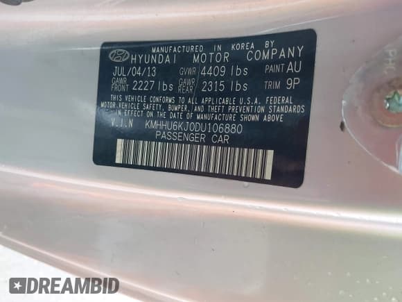 ✅ 2013 Hyundai Genesis Coupe Grand Touring • VIN: KMHHU6KJ0DU106880 • Lot: 41529559. Wystawiony na IAAI z przebiegiem Nie podano. Bezpłatny archiwum sprzedaży aukcyjnych z USA i szczegółowy raport historii pojazdu na DreamBid. Zdjęcie 9.