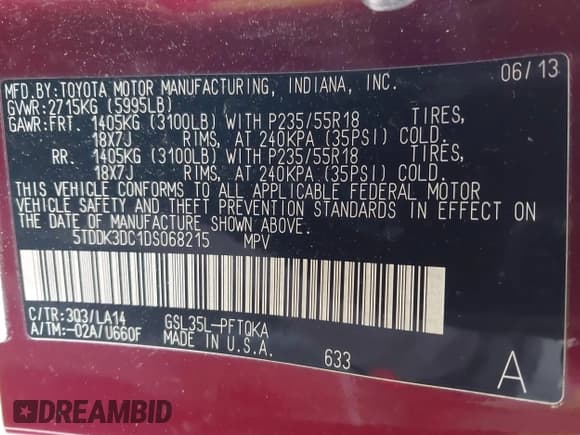 ✅ 2013 Toyota Sienna XLE • VIN: 5TDDK3DC1DS068215 • Lot: 41610737. Wystawiony na IAAI z przebiegiem 168 186 mil. Bezpłatny archiwum sprzedaży aukcyjnych z USA i szczegółowy raport historii pojazdu na DreamBid. Zdjęcie 9.