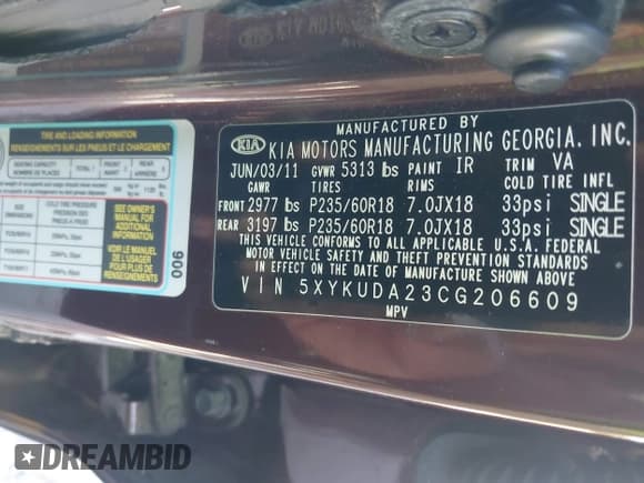 ✅ 2012 Kia Sorento EX • VIN: 5XYKUDA23CG206609 • Lot: 42142072. Wystawiony na IAAI z przebiegiem 162 574 mil. Bezpłatny archiwum sprzedaży aukcyjnych z USA i szczegółowy raport historii pojazdu na DreamBid. Zdjęcie 9.