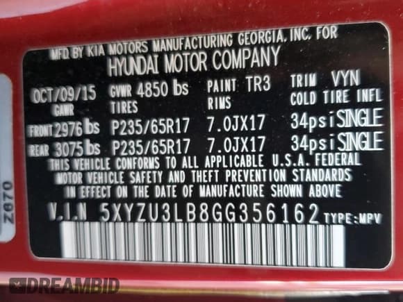 ✅ 2016 Hyundai Santa Fe • VIN: 5XYZU3LB8GG356162 • Лот: 71701924. Опубликован ранее на Copart с пробегом 78 666 миль. Бесплатный доступ к архиву аукционных продаж из США и подробный отчёт об истории автомобиля на DreamBid. Изображение 13.