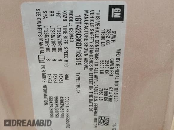 ✅ 2013 GMC Sierra 3500HD SLT • VIN: 1GT423C86DF162619 • Лот: 70545355. Опубликован ранее на Copart с пробегом 280 651 миль. Бесплатный доступ к архиву аукционных продаж из США и подробный отчёт об истории автомобиля на DreamBid. Изображение 13.