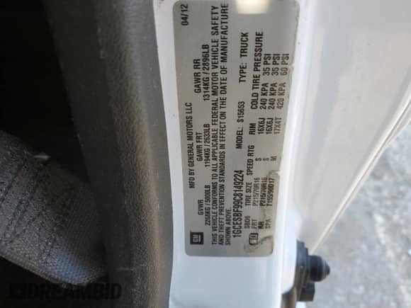 2012 Chevrolet Colorado Work Truck with VIN 1GCESBF99C8149224, listed as a Copart auction lot 69236515 with 147,313 mi miles and Salvage title. Bid and sale history available at DreamBid. Image 13.
