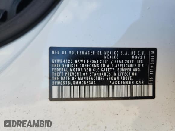 ✅ 2021 Volkswagen Jetta SEL Premium • VIN: 3VWG57BUXMM082389 • Lot: 81260525. Listed on Copart with 179,096 mi. Free auction sales archive from the USA and detailed vehicle history report at DreamBid. Image 12.