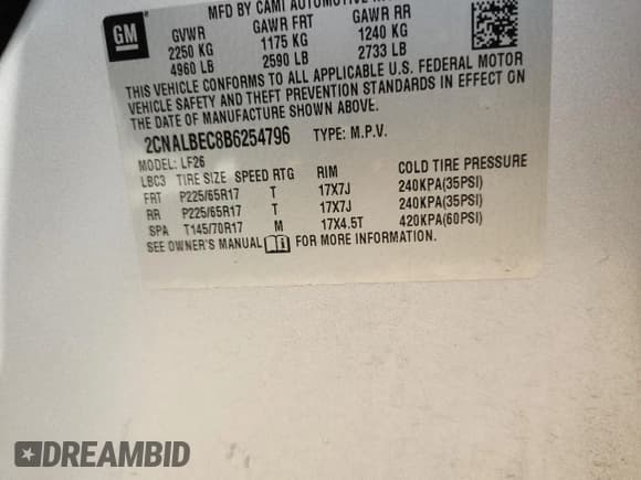 ✅ 2011 Chevrolet Equinox LS • VIN: 2CNALBEC8B6254796 • Lot: 89485015. Listed on Copart with 130,603 mi. Free auction sales archive from the USA and detailed vehicle history report at DreamBid. Image 13.